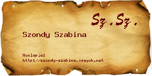 Szondy Szabina névjegykártya